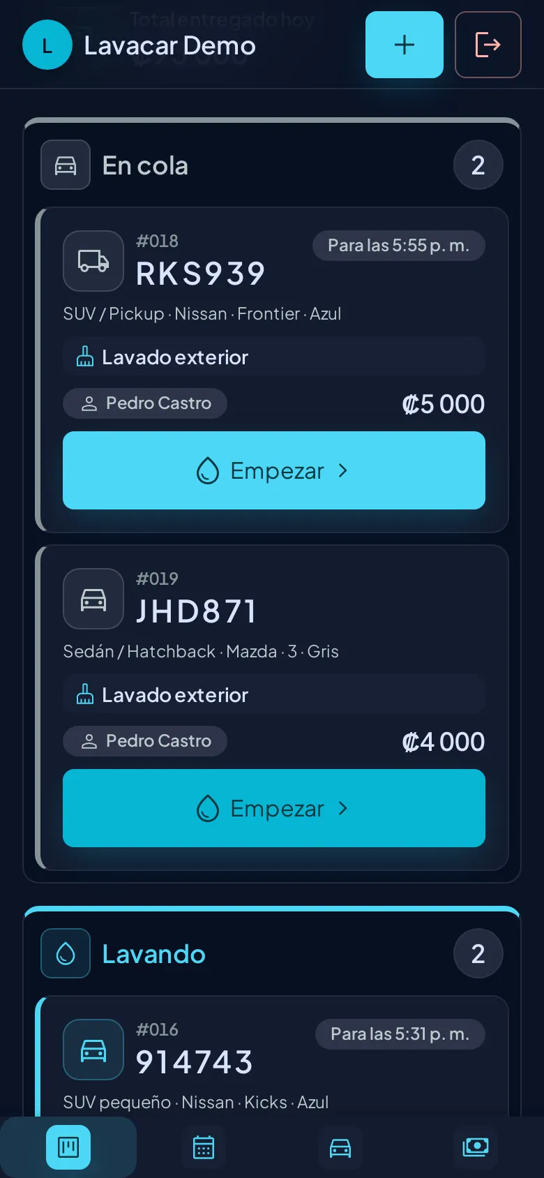El mismo tablero en la pantalla de un celular
